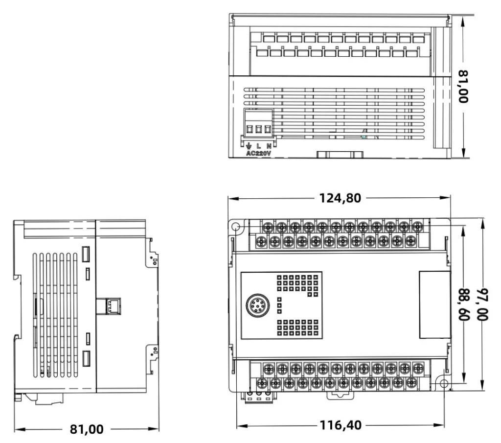 Samkoon FAs-40HT-AC Resmî ölçü çizimi