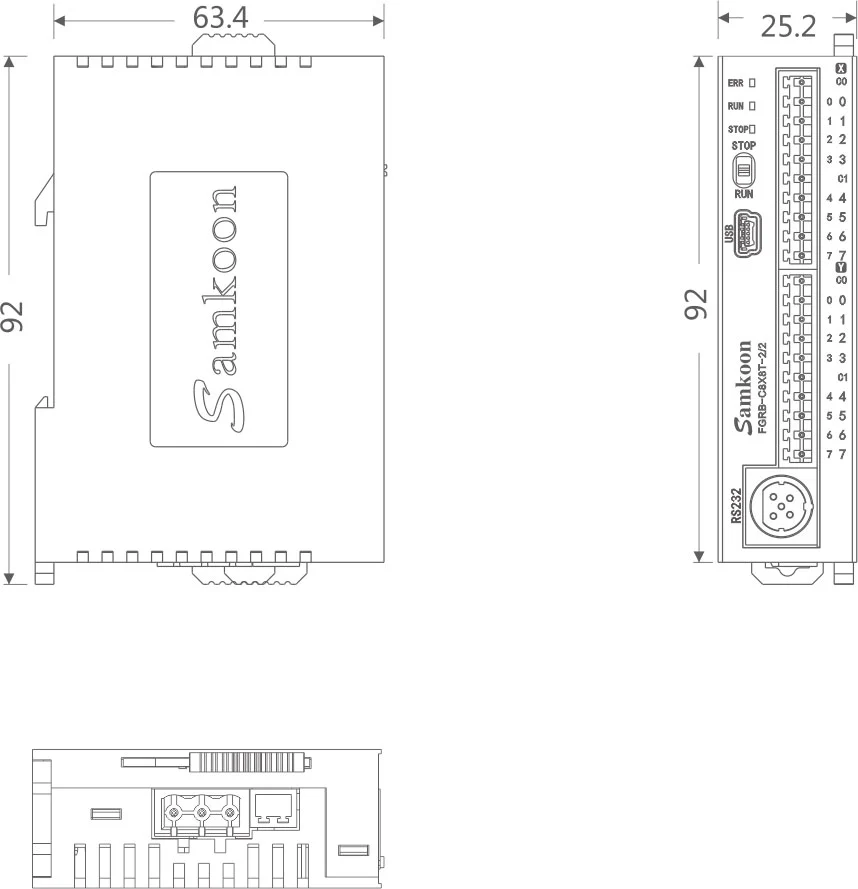 Samkoon FSE-C8X8T-2/2 Official dimension drawing