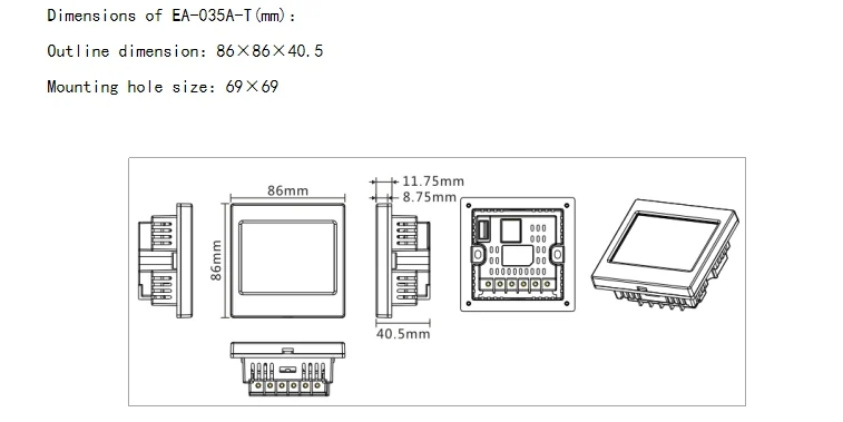 Samkoon EA-035A-T Resmî teknik çizim 1
